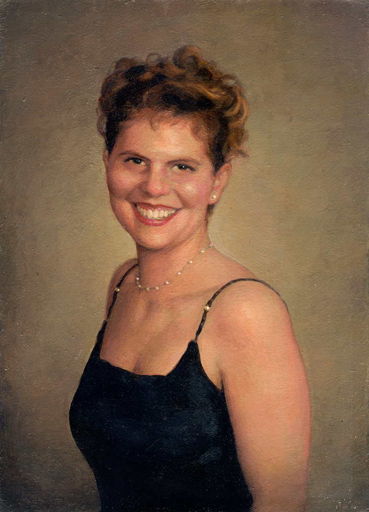 Realistic Acrylic Portrait of a Young Woman