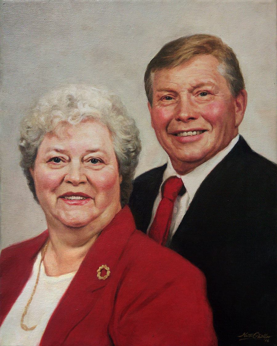 Realistic acrylic portrait of a couple