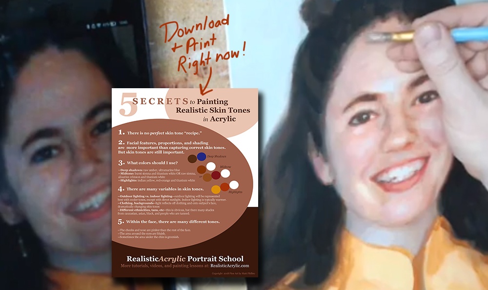 Free Skin tones acrylic portrait painting guide