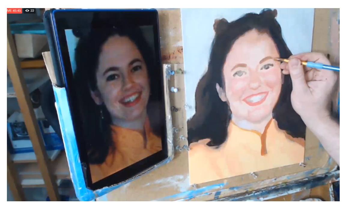 Paint realistic skin tones in your acrylic portrait 