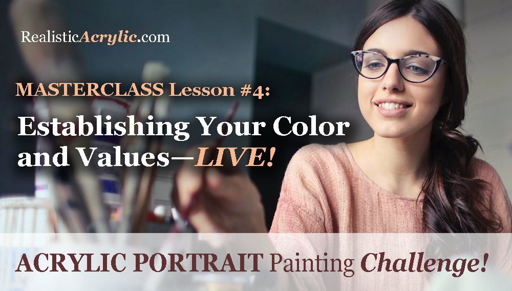 acrylic portrait painting challenge paint values and colors