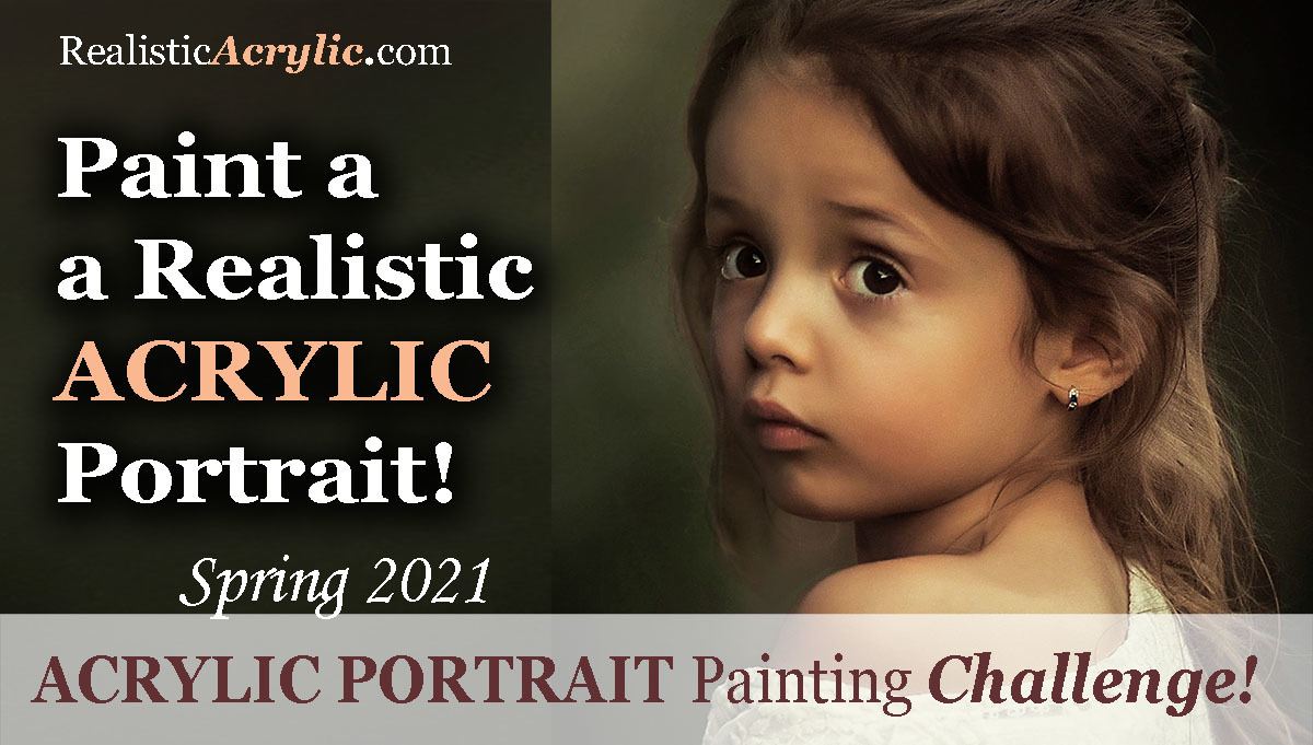 Paint realistic acrylic portrait in a 30-day challenge