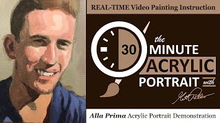 30-Minute Acrylic Portrait: Friendly Young Man in Blue