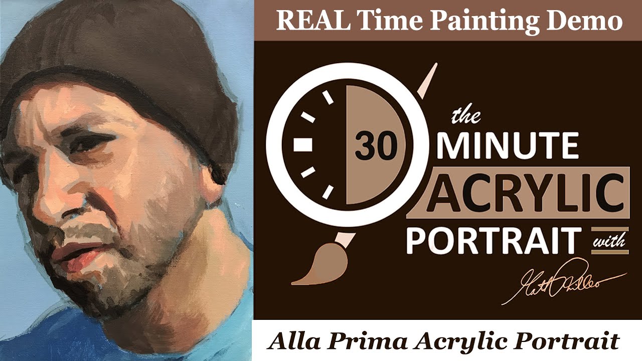 30-Minute Acrylic Portrait: Man in the Dark Brown Cap