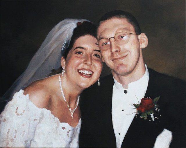 How I Painted a Wedding Portrait on Black Canvas
