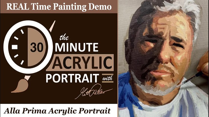 30-Minute Acrylic Portrait: Thoughtful Man in White