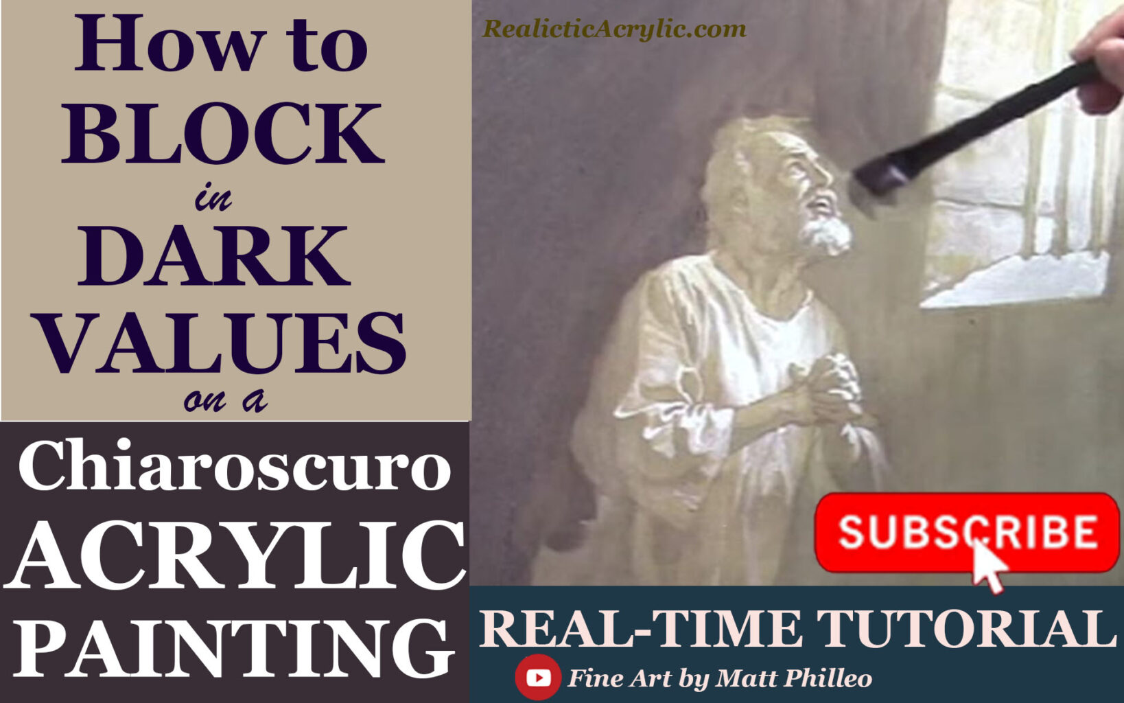 How to Block in Dark Values on a Chiaroscuro Acrylic Painting